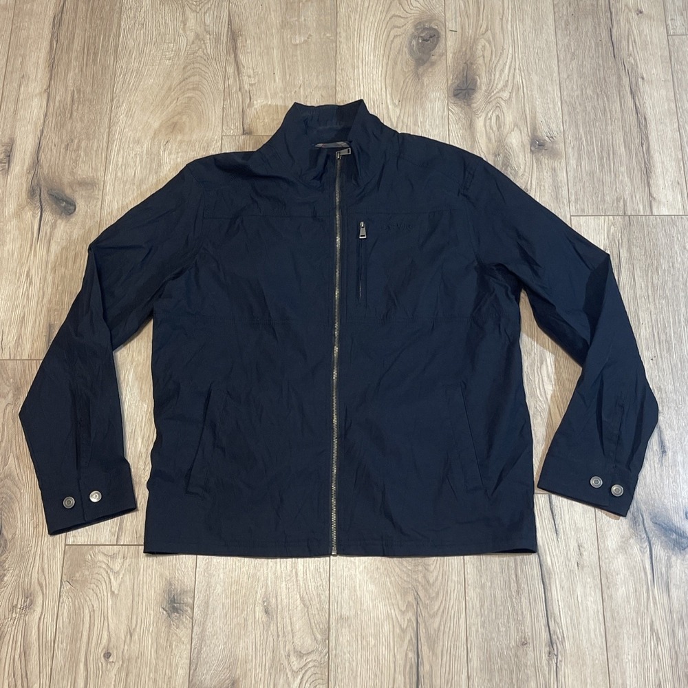 Orvis Jacket Mens Large Black Stretch Nylon Windbreaker Full Zip Pockets